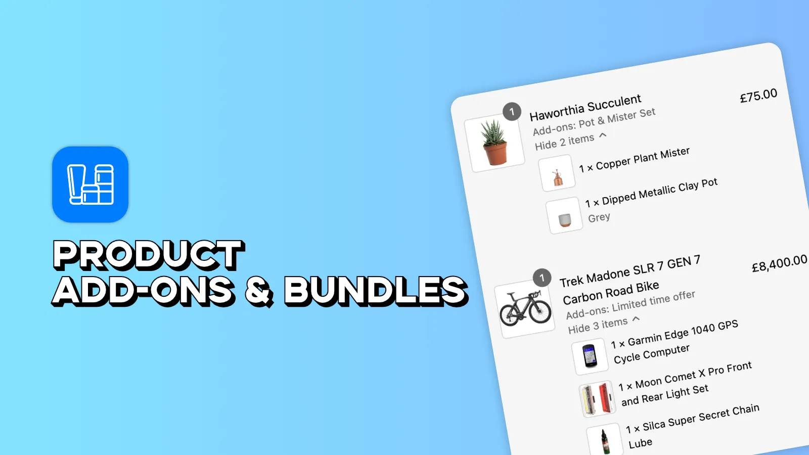 Boostify Upsell Product Addons showing an add-on bundle on a Shopify product page
