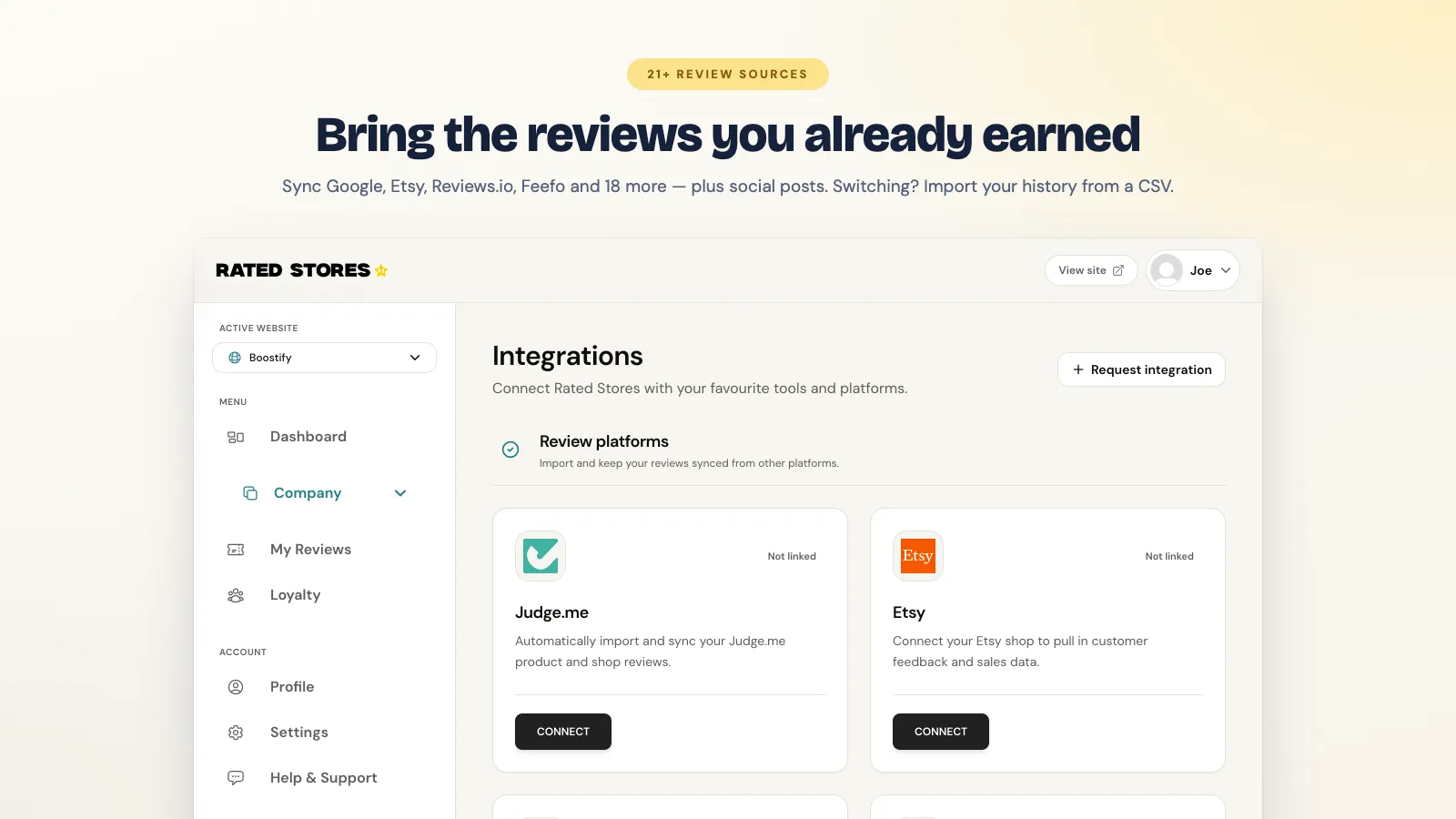 Bring the reviews you already earned