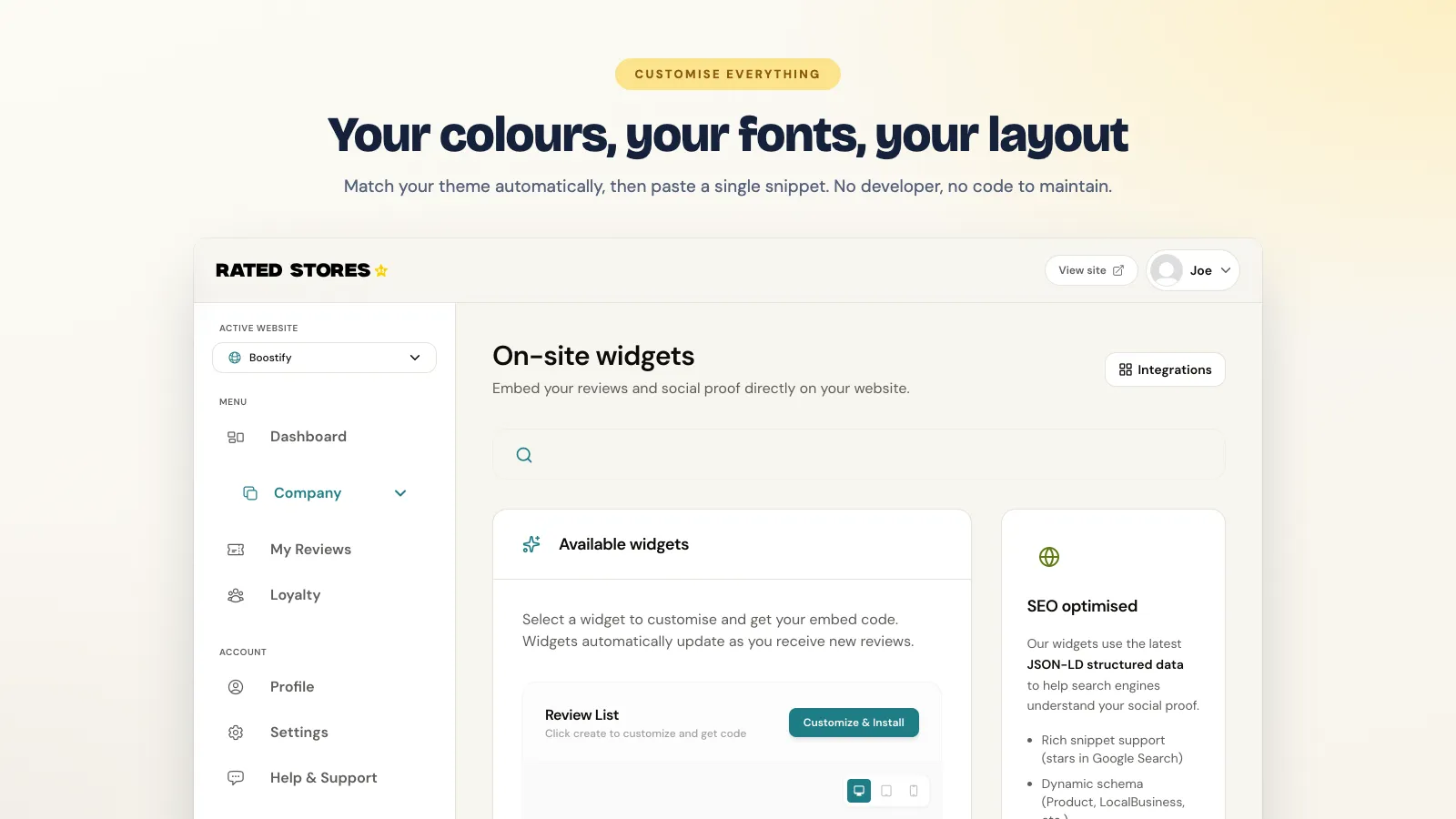 Your colours, your fonts, your layout