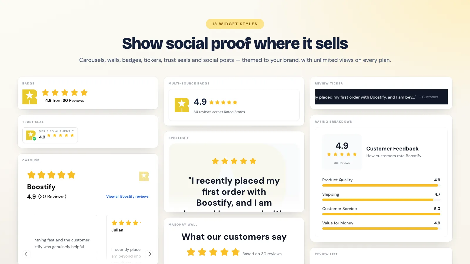 Show social proof where it sells
